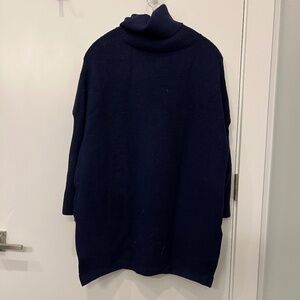 Oversized Ribbed Turtle Neck Sweater High Low